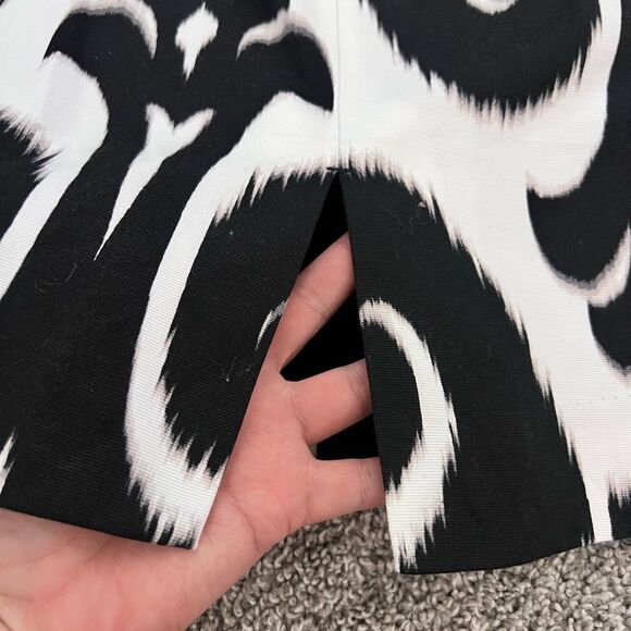 🩷 WHITE HOUSE BLACK MARKET Ikat tapestry Black Pink embroidered Midi skirt Med - Picture 6 of 8